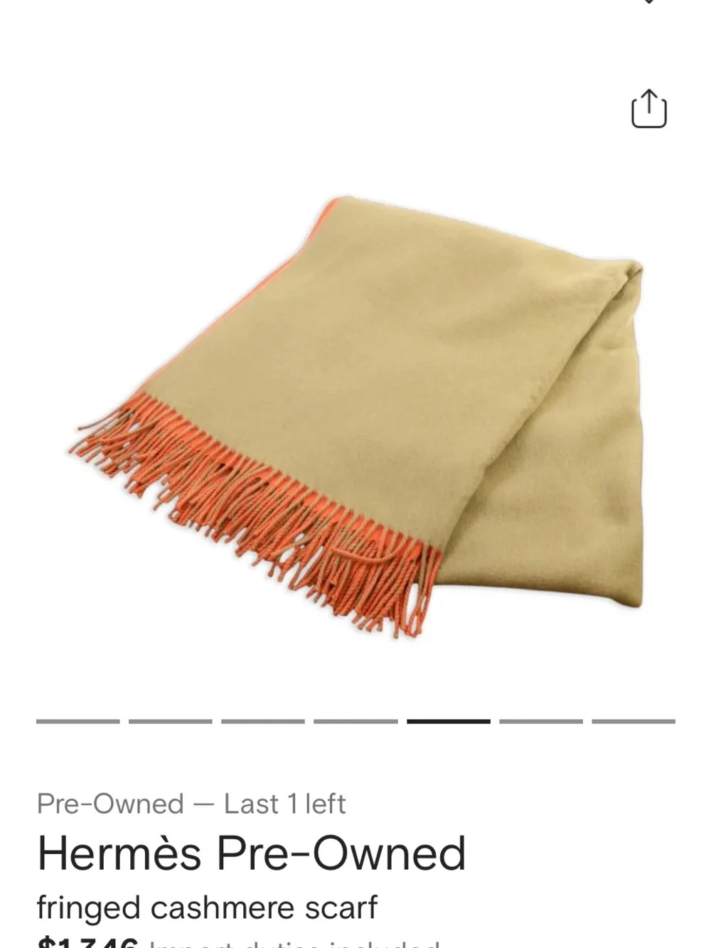 Hermès Beige and Orange Fringed Cashmere Scarf
